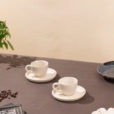 Ceramic Espresso cups with saucers (Set of 2) | White
