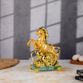 Majestic Golden Horse Glass Sculpture
