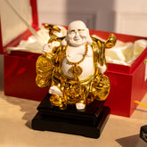 White and Golden Buddha Statue|Premium Resin statue|Packaged in Luxury Box|Enlightened Harmony Statue| Home Decor