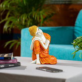 Striking Orange Big Sitting Buddha Statue