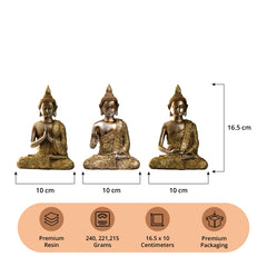 Elegant Sitting Buddha Idol Statue Showpiece for Home Decor Decoration and Gifting Gold Grey