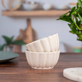 Ceramic Dessert Bowls (Set of 2) | Premium Serving Dishes | H-2" D-4" | Pearl White