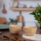 Ceramic Dessert Bowls Set of 2 | Premium Serving Dishes | Brown | H-2" D-4"