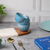 Ceramic Dessert Bowls Set of 3 | Premium Serving Dishes | H-2" D-4" | Light Blue