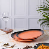 Elegant Ceramic Dinner Plates - (Set of 2) | Microwave & Dishwasher Safe | 10" Diameter | 1" Height | Stylish Dining for 2 | Orange Black