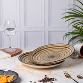 Elegant Ceramic Dinner Plates - Set of 2| Microwave & Dishwasher Safe | 10" Diameter | 1" Height | Stylish Dining for 2 | Brown