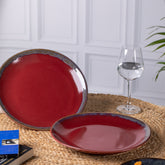 Elegant Ceramic Dinner Plates - Set of 2 | Microwave & Dishwasher Safe | 10" Diameter | 1" Height | Stylish Dining for 2 | Maroon