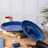 Elegant Ceramic Dinner Plates - Set of 2 | Microwave & Dishwasher Safe | 10" Diameter | 1" Height | Stylish Dining for 2 | Metallic Blue