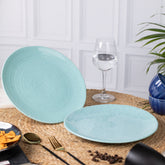 Elegant Ceramic Dinner Plates - Set of 2 | Microwave & Dishwasher Safe | 10" Diameter | 1" Height | Stylish Dining for 2 | Turquoise