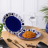 Elegant Ceramic Dinner Plates - Set of 2 | Microwave & Dishwasher Safe | 10" Diameter | 1" Height | Stylish Dining for 2 | Ocean Blue with Elegant design