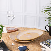 Elegant Ceramic Dinner Plates - Set of 2 | Microwave & Dishwasher Safe | 10" Diameter | 1" Height | Stylish Dining for 2 | Light Brown