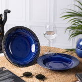 Premium Ceramic Pasta Plates - Set of 2 | Microwave and Oven Safe | Dishwasher Safe | D - 10", H - 1" | Versatile Dining Essentials | Royal Blue