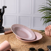 Premium Ceramic Pasta Plates - Set of 2 | Microwave and Oven Safe | Dishwasher Safe | D - 10", H - 1" | Versatile Dining Essentials | Pink