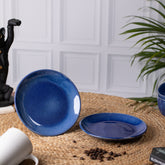Elegant Ceramic Dinner Plates - Set of 2 | Microwave & Dishwasher Safe | 6" Diameter 1" Height | Stylish Dining for 2 | Ocean Blue