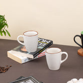 Ceramic Tea Coffee Mugs with Handles Set of 2| Microwave Safe | Dishwash resistant | Scratch Resistant | White | H-4.5" D-3"