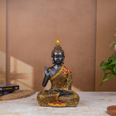 Elegant Sitting Buddha Idol Statue Showpiece for Home Decor Decoration and Gifting Black Gold
