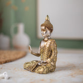 Elegant Sitting Buddha Idol Statue Showpiece for Home Decor Decoration and Gifting Gold Grey