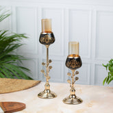 Golden Glow Big and Small Candle Stand Set