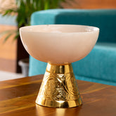 Luxurious White Vase with Golden Iron Base
