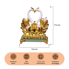 Sleek White and Golden Swan Statue