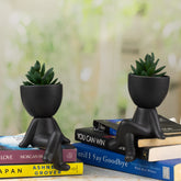 Human Shaped Indoor Pot Set of 2 | Black
