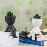 Human Shaped Indoor pot set of 2 | Black and White