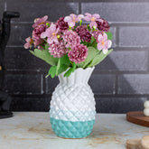 Pineapple Flower Vase Green and White
