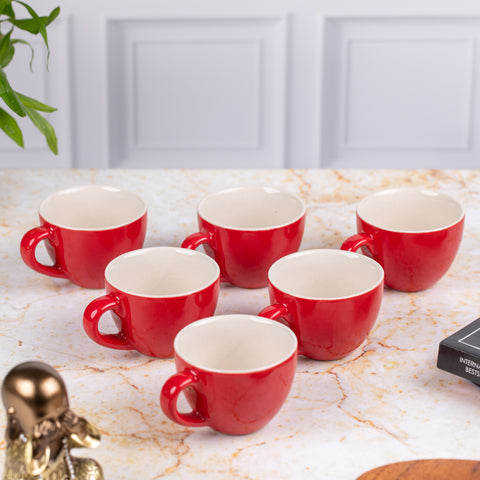 Ceramic Espresso cups (Set of 2)| Red and White