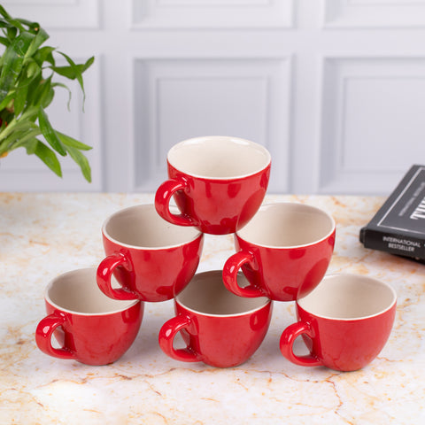 Ceramic Espresso cups (Set of 2)| Red and White