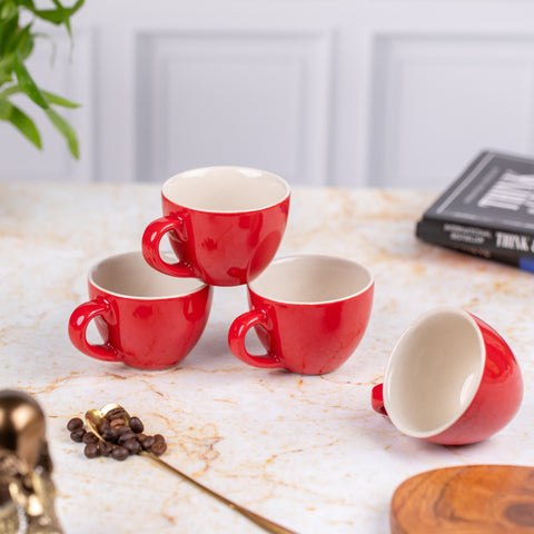 Ceramic Espresso cups (Set of 2)| Red and White