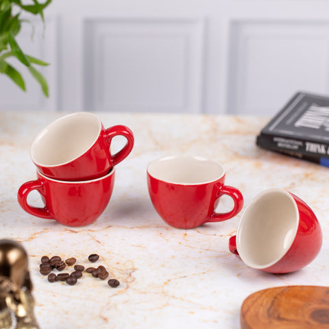 Ceramic Espresso cups (Set of 2)| Red and White