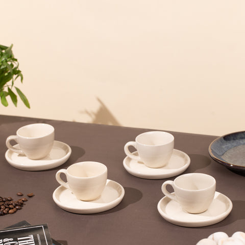 Ceramic Espresso cups with saucers (Set of 2) |  White