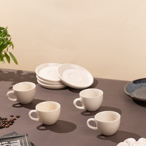 Ceramic Espresso cups with saucers (Set of 2) |  White