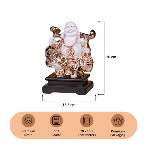 White and Rose Gold Buddha Statue|Premium Resin Statue|Packaged in Luxury Box|Home Decor