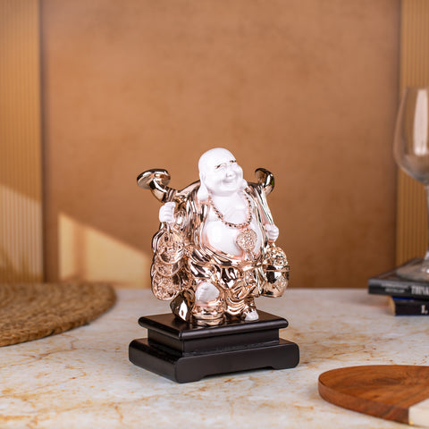 White and Rose Gold Buddha Statue|Premium Resin Statue|Packaged in Luxury Box|Home Decor