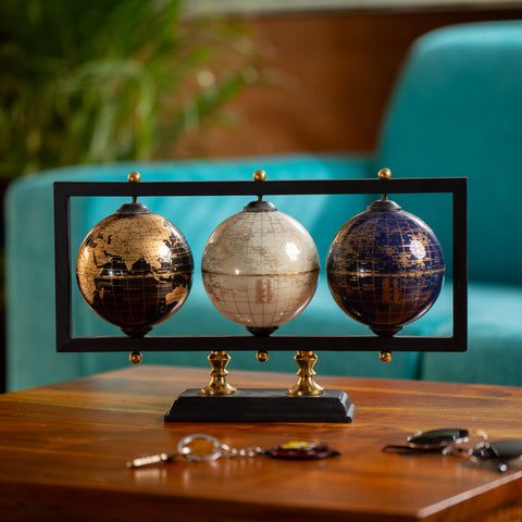 Elegant Globe Set Trio - Black, White, Blue