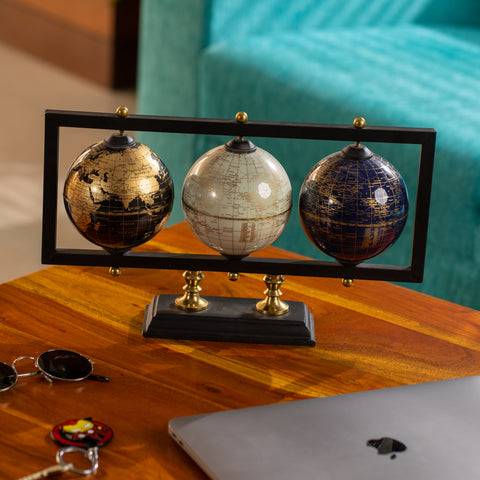 Elegant Globe Set Trio - Black, White, Blue