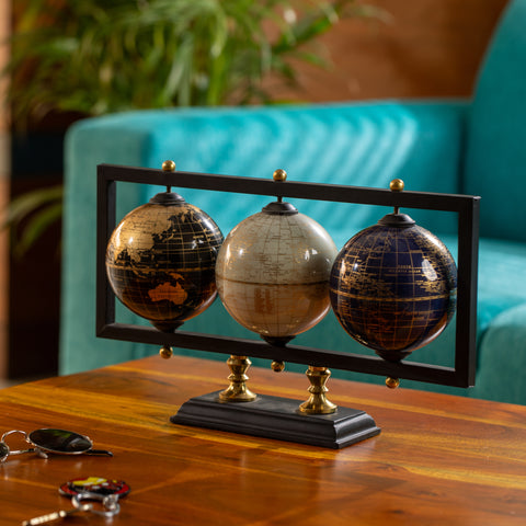 Elegant Globe Set Trio - Black, White, Blue