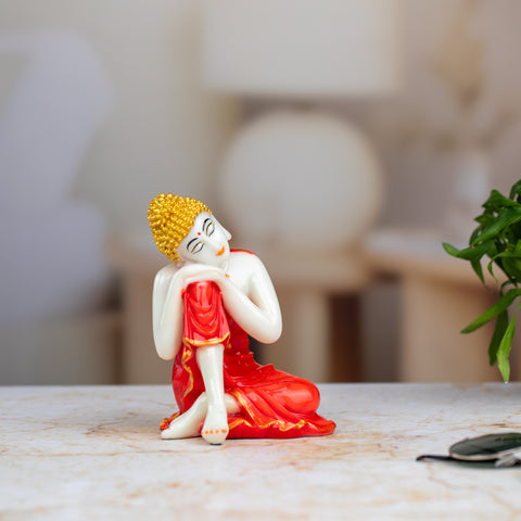 Striking Red Sitting Buddha Statue