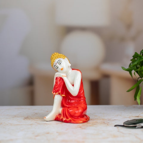 Striking Red Sitting Buddha Statue