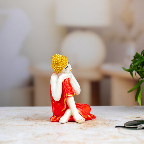 Striking Red Sitting Buddha Statue