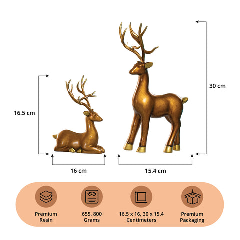 Deer Set Golden Majestic Grace Statue
