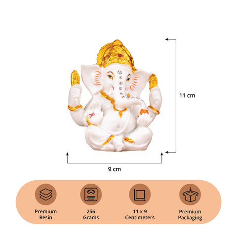 White and Golden Ganeshji Small size