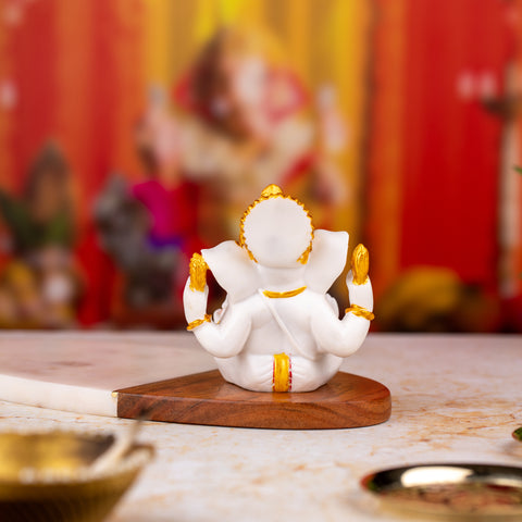 White and Golden Ganeshji Small size