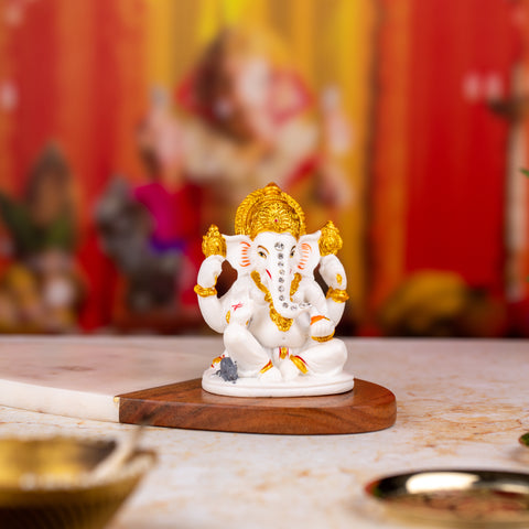 White and Golden Ganesh Statue