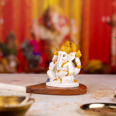 White and Golden Ganesh Statue