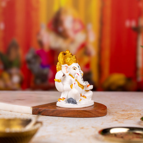 White and Golden Ganesh Statue