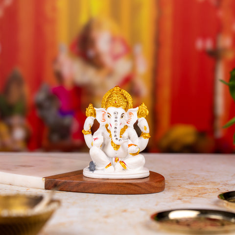 White and Golden Ganesh Statue