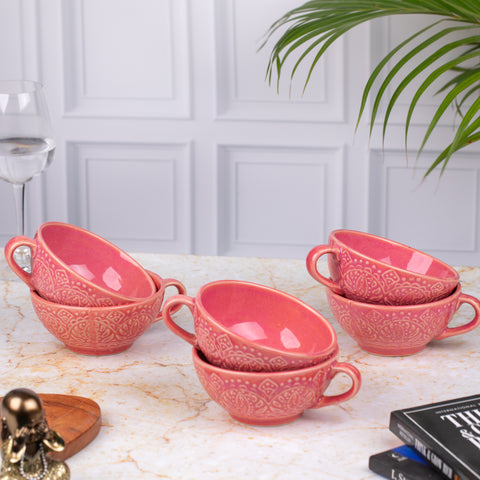 Soup Bowls Large (Set of 2) | Pink Floral design