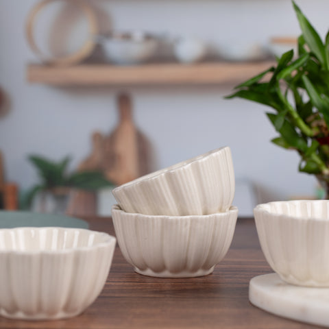 Ceramic Dessert Bowls (Set of 2) | Premium Serving Dishes | H-2" D-4" | Pearl White